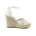 thumbnail image 2 of BLISSFUL STEP Women's Espadrille Wedge Heel Wedge Sandals White 9, 2 of 3