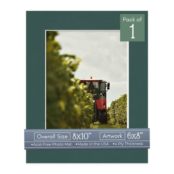 Forest Green Picture Frame Mat for 8x10 Frames - Fits 6x8 Photos - 1 Mat