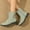 Green, variant on Flowers Print Ankle Boots Women Retro Belt Buckle Chunky Heels Cowboy Boots With Side Zipper Autumn And Winter Round Toe Shoes