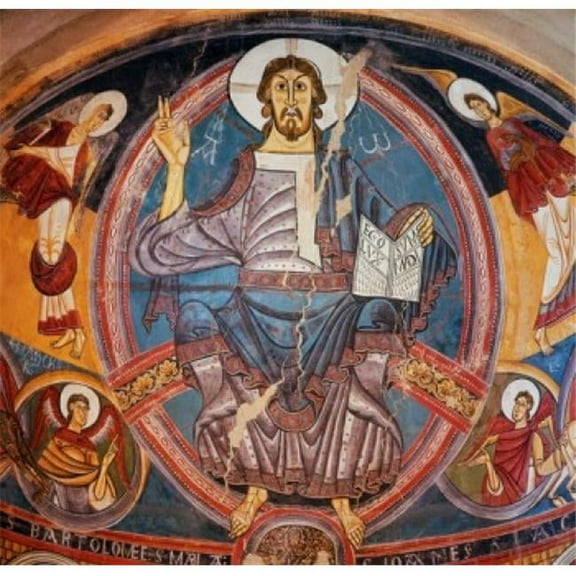 Christ in Majesty 12th Century Artist Fresco Museo de Arte de Cataluna Barcelona Poster Print - 18 x 24 in.