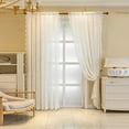 thumbnail image 1 of Innerwin Tringle à Rideaux Poche Draperies Traitements Panneau de Rideau de Fenêtre Solide Luxe Filtrant la Lumière Lin Texturé Décoration Maison Blanc L:55"x H:96 Pouces/ 140cm*245cm, 1 of 8