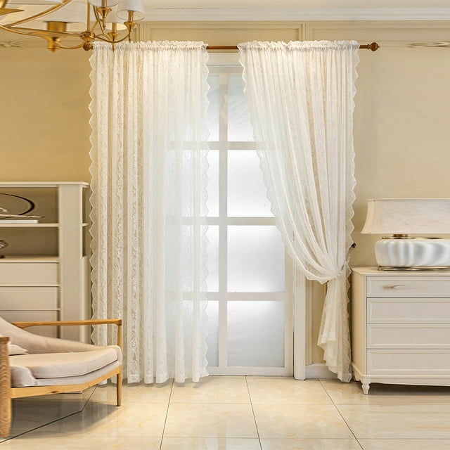 Innerwin Tringle à Rideaux Poche Draperies Traitements Panneau de Rideau de Fenêtre Solide Luxe Filtrant la Lumière Lin Texturé Décoration Maison Blanc L:55"x H:96 Pouces/ 140cm*245cm