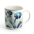 thumbnail image 5 of Elama Peony Garden 16 Piece Floral Design Round Porcelain Dinnerware Set in Blue, 5 of 9
