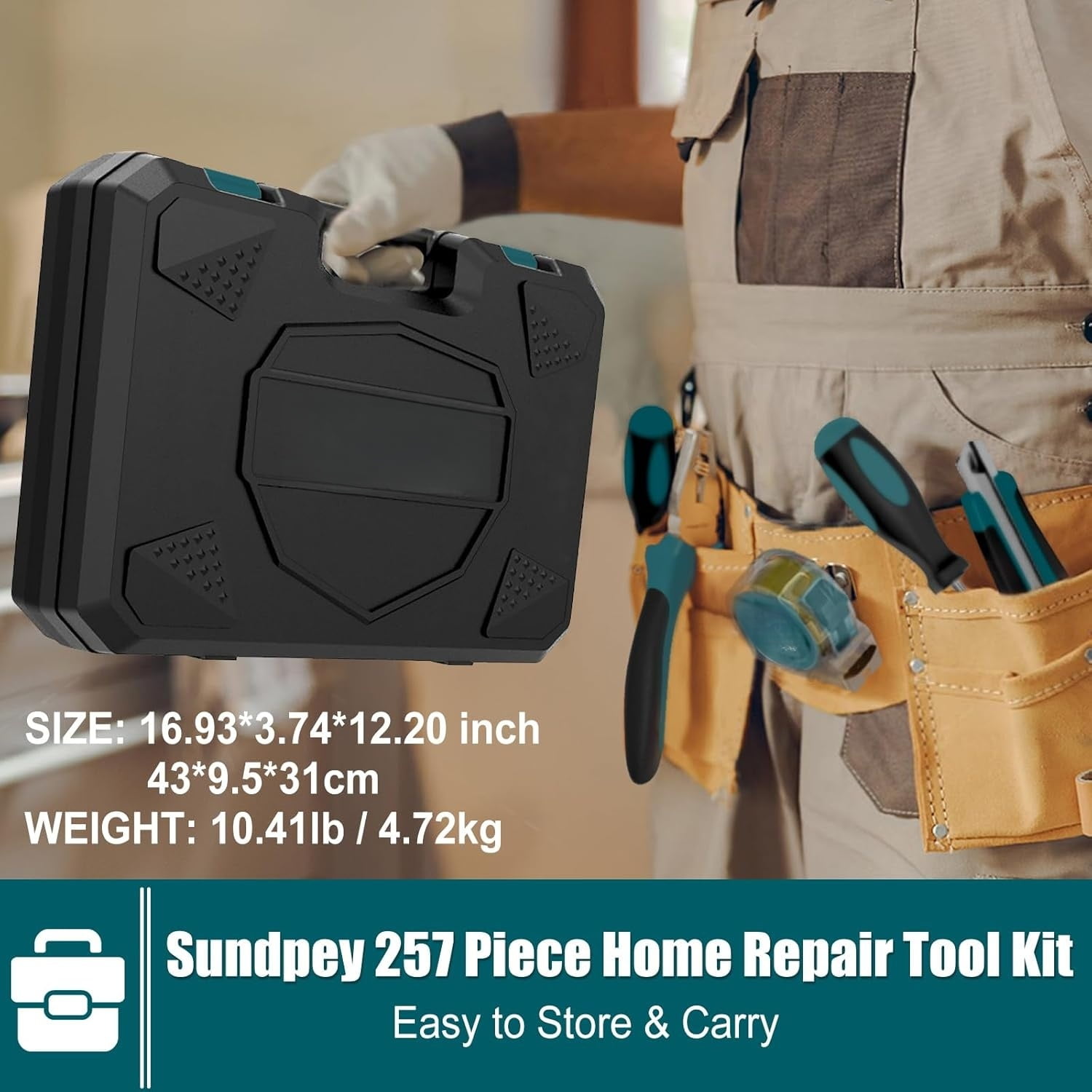 Home Tool Kit 257-PCs - Household Basic Repair Tool Set for Men Women - General Hand Mechanic's Tool Set & Screwdriver Set & Wrench Set & Socket & Portable Tool Box Storage Case Blue