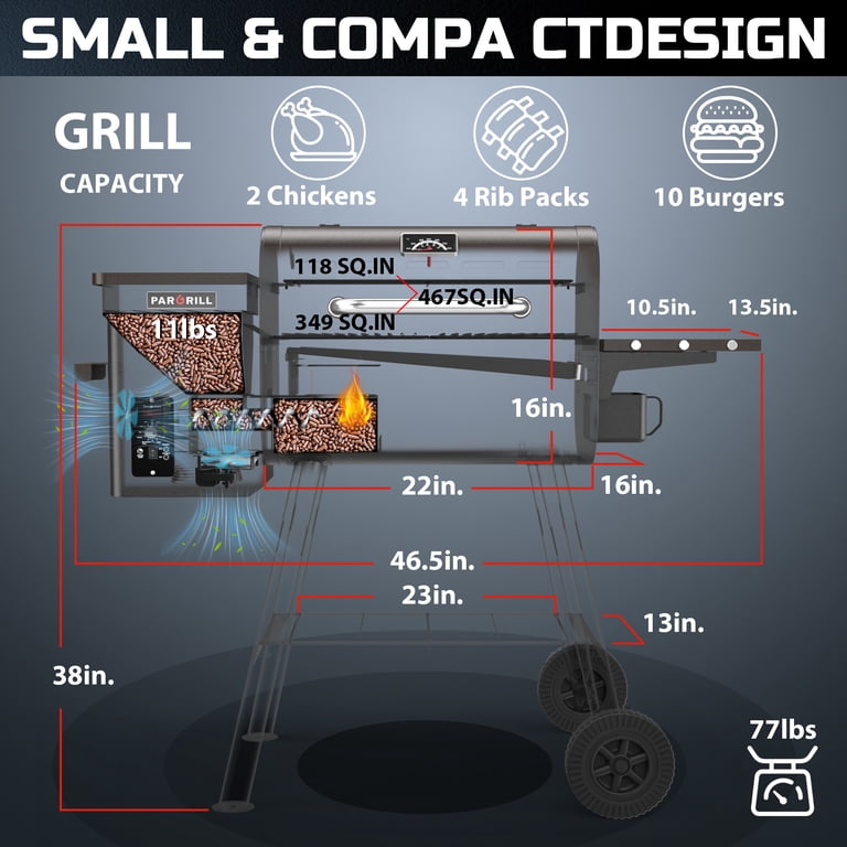 PARGRILL Wood Pellet Grill & Smoker, 467 Sq In photo 5