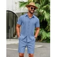 thumbnail image 2 of COOFANDY Men Cuban Sets Outfits 2 Piece Short Sleeve Cuban Shirts Guayabera Linen Suit, 2 of 6