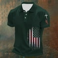 thumbnail image 2 of Polo T Shirts for Men Golf Flag Printed Short Sleeve Button Up Collared Tops Casual Breathable Workout Summer Sport Shirts for Men Dark Green XXXL, 2 of 3