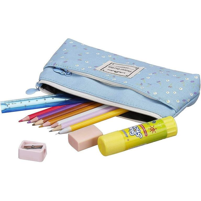Heldig Set of 4 Canvas Pencil Cases Pen Marker Holders Cosmetic Bags Makeup  Pouches Purse Organizer Pouches for School Craft Little SuppliesB 