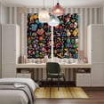 thumbnail image 5 of Colorful Cartoon Kitchen Curtains 63 Inch Length, Funny Flowers Guitar Animals Ethnic Art Grommet Top Bedroom Living Room Curtains, Light Filtering Cafe Curtain Drapes 2 Panels Set 84''x63'', 5 of 9