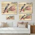thumbnail image 4 of Designart 'Blue Jay Bird On Bouquet Of Pink Flowers' Traditional Print on Natural Pine Wood, 4 of 5