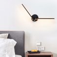 thumbnail image 2 of Lámpara de pared LED de diseño elegante en color negro, moderna y contemporánea con chips LED de ahorro de energía y brazos de lámpara giratorios de 300° para una iluminación personalizada, incluye, 2 of 6
