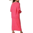 thumbnail image 3 of Unique Bargains Ensemble Décontracté Automne Hiver pour Femmes, Pull Col Rond Deux Pièces, Jupes Midi avec Poches, Rose Vif TG, 3 of 6