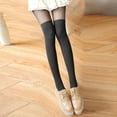 thumbnail image 2 of High Waist Tights for Women High Tube Stitching Stockings Velvet Pantyhose Thigh Anti-Hook Silk Bottoming Socks Stocking, 2 of 6