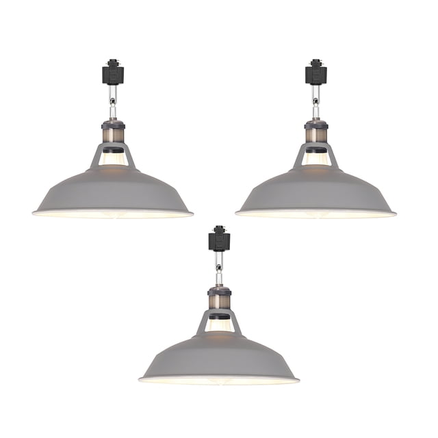 FSLiving H-Type Track Lighting E26 Base Industrial Adjustable Angle Lamp Grey Metal Shade with Bronze Socket Track Light Fixture for Slope Ceiling Gimbal,Bulb and Track Not Included - 3 Lights