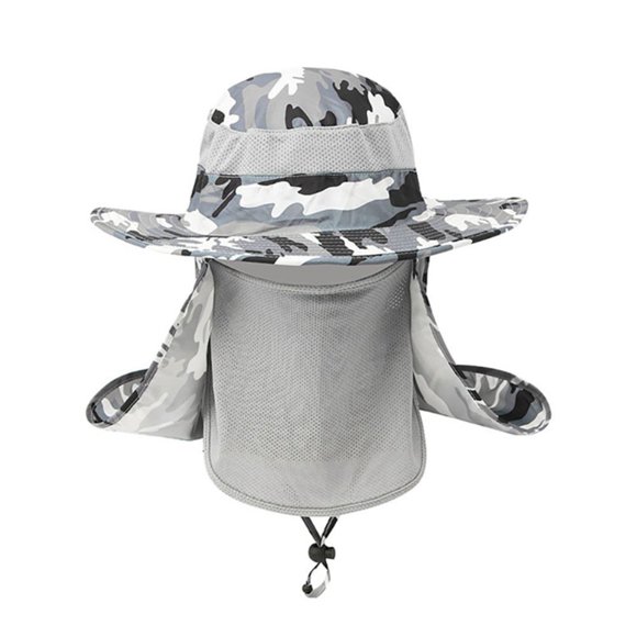 MesaSe MesaSe PENGXAING 360 Degree Assembled Neck Cover Boonie Fish Camping Hunting Snap Hat Brim Cap Ear Sun Flap Sport Black