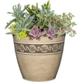 thumbnail image 3 of Classic Home and Garden Indoor/Outdoor Round Corinthian Resin Flower Pot Planter, Concrete Grey, 10", 3 of 4