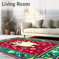 thumbnail image 2 of ODIKA 5'x7' Machine Washable Non-Slip Area Rug, Novelty Glowing Pet Joke Winter Festivity Tapestry High Traffic Rug with Pad, Red, 608083, 2 of 8