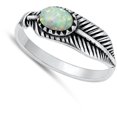 thumbnail image 4 of CHOOSE YOUR COLOR Feather White Simulated Opal Ring .925 Sterling Silver Band CZ Female Size 5, 4 of 4