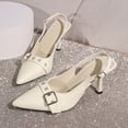 thumbnail image 5 of ShiShine Kitten Heels for Women Pointed Toe Pumps Low Heel Slingback Heels with Buckle Dress Shoes for Dating Party Working, 5 of 9