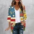 thumbnail image 2 of Abomasnow Women's Plus Size Jackets Independence Day Long Sleeve V-Neck Printed Cardigans Casual Soft Lightweight Coats, 2 of 5