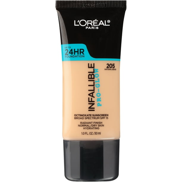 L'Oreal Paris Infallible Pro-Glow Foundation, Natural Beige, 1 fl oz ...