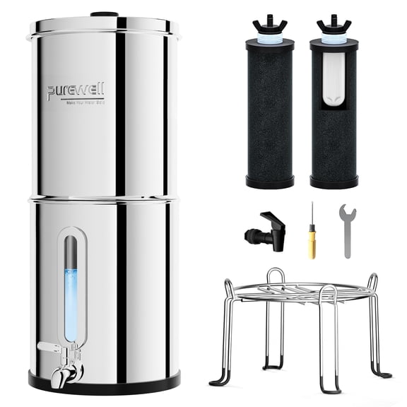 Purewell 3-Stage 0.01μm Ultra-Filtration Gravity Water Filter System with Water Level Window