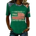 thumbnail image 3 of Youpwaven Women's Vintage 1966 Limited Edition T-Shirt, Patriotic American Flag Graphic Top, Independence Day Round Neck Short Sleeve Tee, 3 of 5