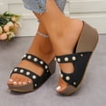 thumbnail image 2 of Pearl Platform Wedge Slides Sandals for Women 2025 Summer Comfortable Arch Support Walking Dress Slippers, 2 of 7