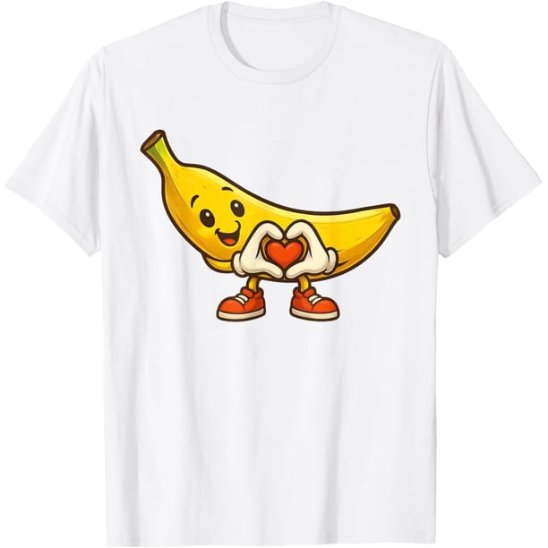 Camiseta con diseño de plátano y corazón