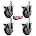 thumbnail image 2 of 5 Inch Black Poly Wheel Swivel 3/4 Inch Square Stem Caster Set with Brake SCC, 2 of 2