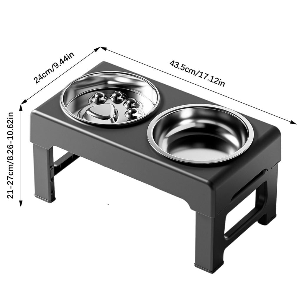 Giaone Adjustable Elevated Dog Feeder With Slow Feeder Bowl And Stainless Steel Dishes