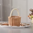 thumbnail image 7 of Wicker Rattan Flower Basket, Small Basket with Pearl Handle, Wedding Decor Basket, Home Decorative Basket, Rustic Storage Basket for Wedding & Home Decor, Flower Arrangements, Gift Giving, 7 of 7