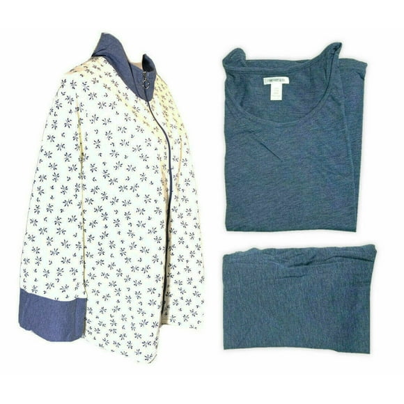 Claudel Ensemble-Cadeau de Détente et de Nuit pour Femmes, 3 Pcs, Ivoire Floral, Moyen
