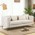 thumbnail image 2 of Tookss 80.5 inch Chenille Sofa With 4 Pillows Easy Assembly Modern Sofa With Metal Legs For Living Room Bedroom Apartment,Beige, 2 of 6
