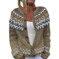 thumbnail image 1 of iHPH7 Chandail Fair Isle pour Femmes Cardigan pour Femmes Chandails à Boutons pour Femmes Chandails à Manches Longues pour Femmes Tenues Décontractées pour Femmes Chandail à Col Rond pour Femmes Brun G, 1 of 4