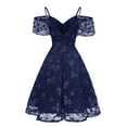 thumbnail image 3 of SWSMCLT Women's Summer Dresses Cocktail Sundress Cute A Line Dress Midi Spring Casual Deep V Neck Fitted Lace Navy XX-Large, 3 of 5
