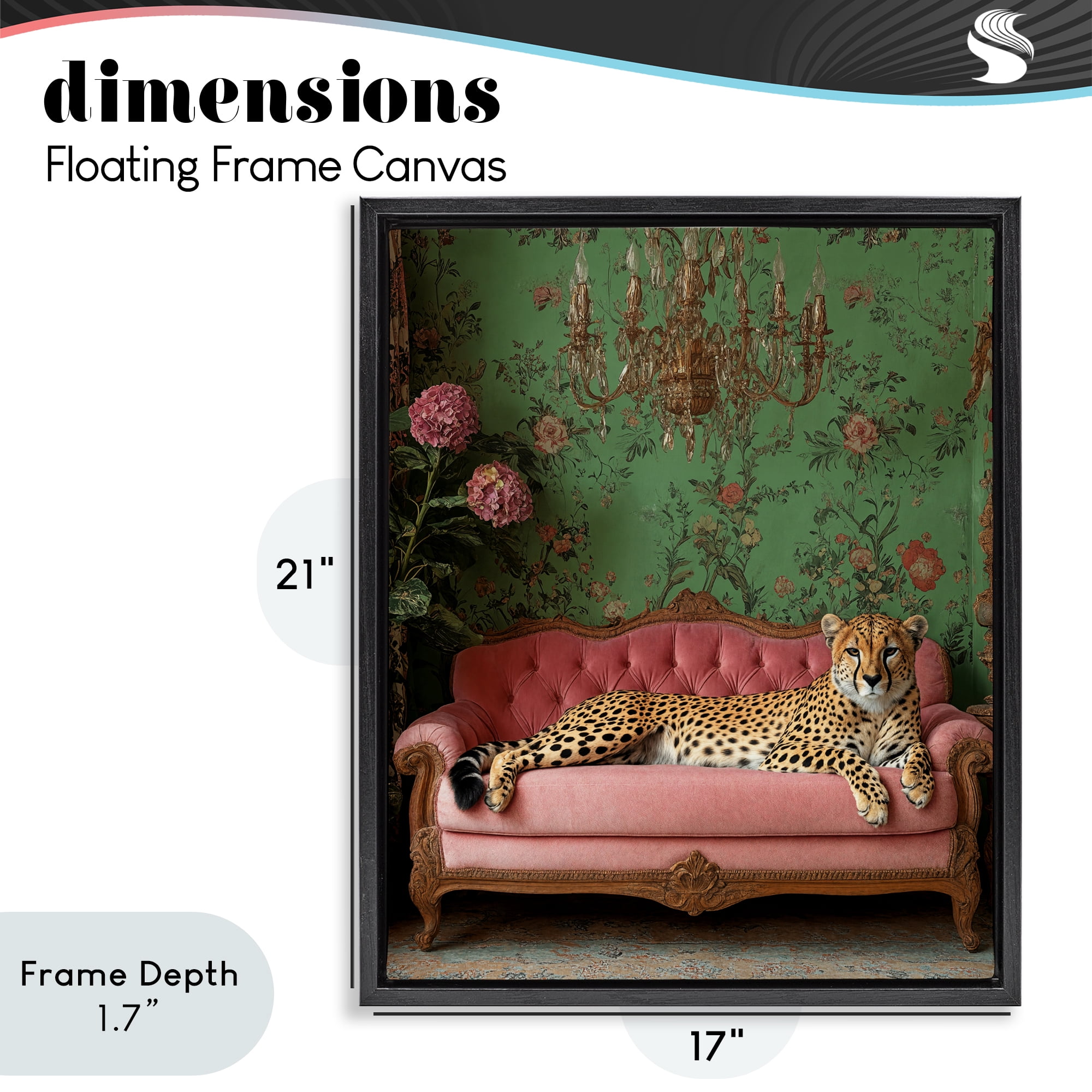Stupell Industries Ornate Sophisticated Leopard Lounging Black Framed Floater Canvas Wall Art, design by Scott Stulberg
