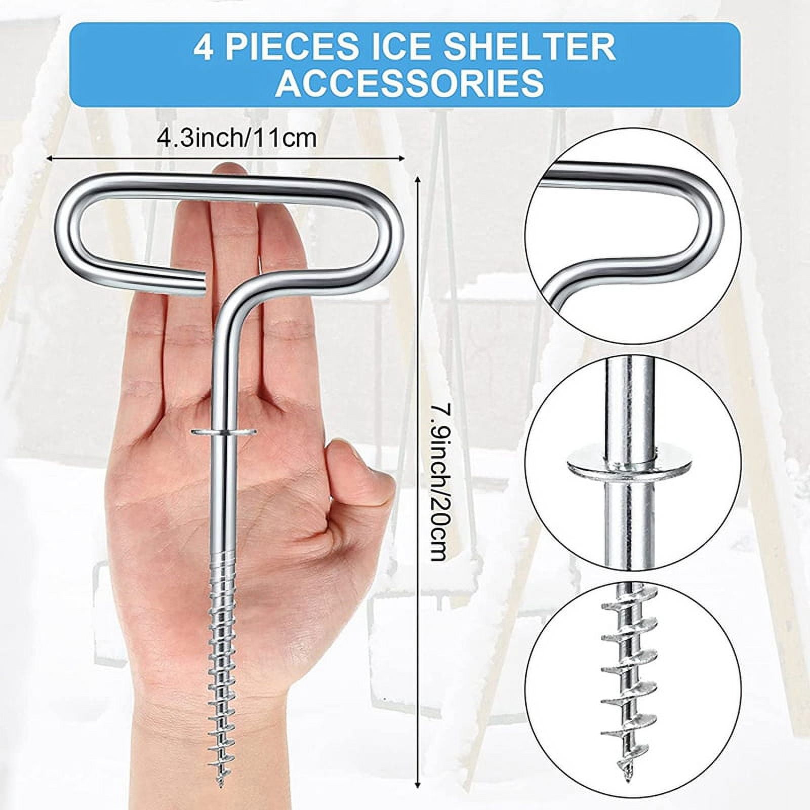 8X Ice Fishing Shelter Anchor Ice Shanty Anchor Outdoor Camping Tent Threaded Tent Peg Winter Steel Ice Tent Accessories