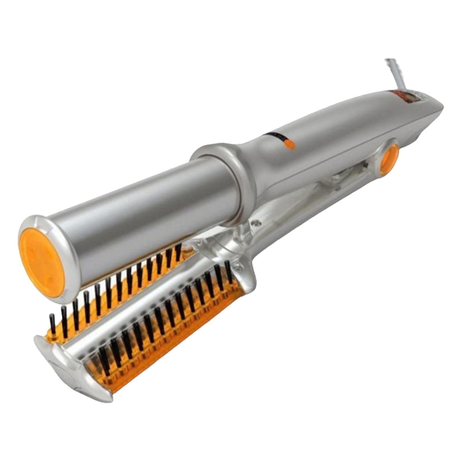 2-in-1 Rotating Hair Styler & Straightener, Automatic Curling Iron Brush With Ceramic Tourmaline Plates, 3 Temperature Settings 230°C, Dual Voltage For Home Use