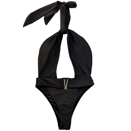 LYXSSBYX Plus Size Swimwear One Piece Ladies Sexy Strappy One-Piece Bikini with Chest Pad without Underwire