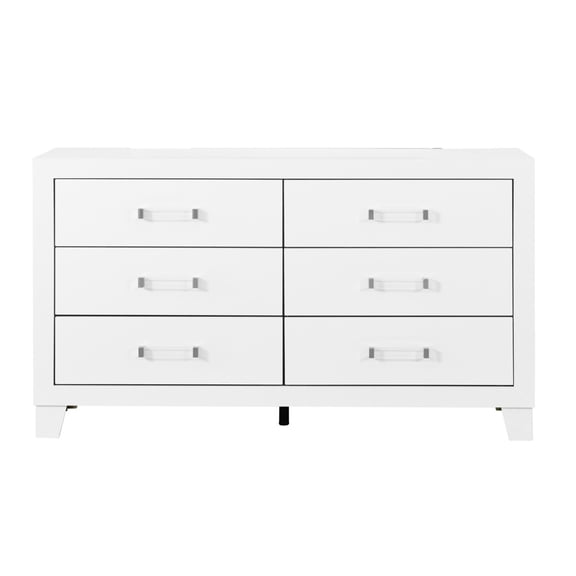 OMODA White Dresser, Modern Bedroom Storage Chest with Drawers, Contemporary Furniture