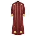 thumbnail image 2 of RUNQHUI Men's Priest Robe With Gold Trim And Cross Front Zip Closure For Church Worship And Cosplay Red 3XL, 2 of 7