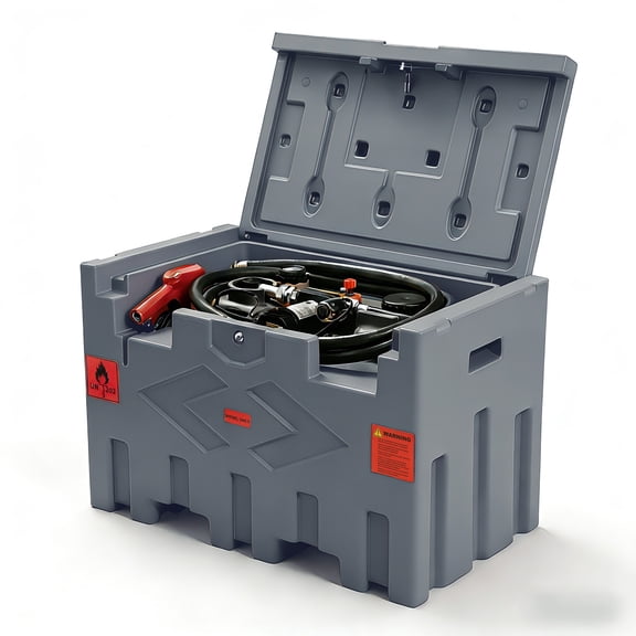 Portable 50 Gallon Diesel Fuel Transfer Tank with 12V Electric Pump, 11.9 GPM Flow Rate, 15ft Hose, Automatic Nozzle, GRAY