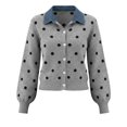 thumbnail image 6 of Endives Cardigan Sweaters for Women Denim Collar Button-Front Ribbed Knit Cardigan Sweater Long Sleeve Casual Fall Top S, 6 of 6