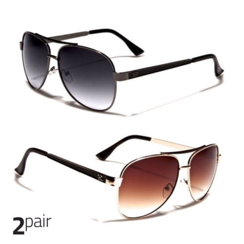 2 Pc 80s Men Retro Vintage Classic Fashion Designer Aviator Sunglasses Black G U 