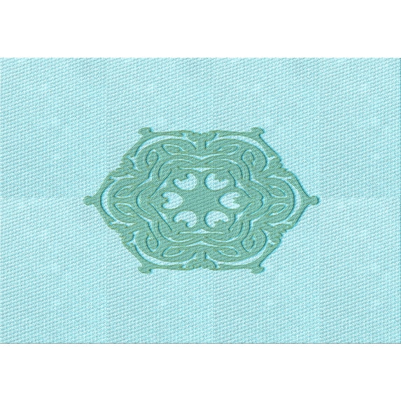 Ahgly Company Indoor Rectangle Patterned MediumTurquoise Green Area Rugs, 6' x 9'