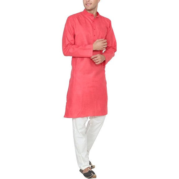 Royal Men's Cotton Blend Straigh Kurta Red