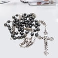 thumbnail image 3 of SDFGTstore Vintage Religion Rosary Necklace Hematite Stone Round Beads Chain with Jesus for Cross Pendant Necklace Charms Prayer Catholic Jewelry Gift, 3 of 7