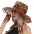 thumbnail image 6 of Women's Organza Flower Brim Derby Hat Church Dress Hat Bridal Shower Sun Hat, 6 of 7