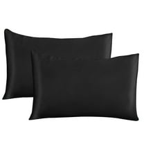 Fdelink Silk Pillowcases 2 Pack for Hair and Skin Both Sides Proof Soft Breathable Smooth Silk Pillow Cover Pillo Cover Black